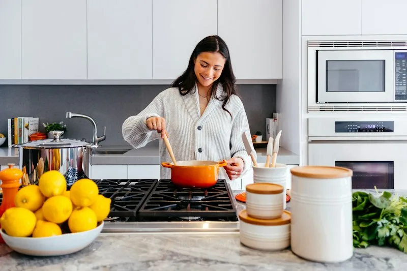 Modern kitchen with stainless steel oven