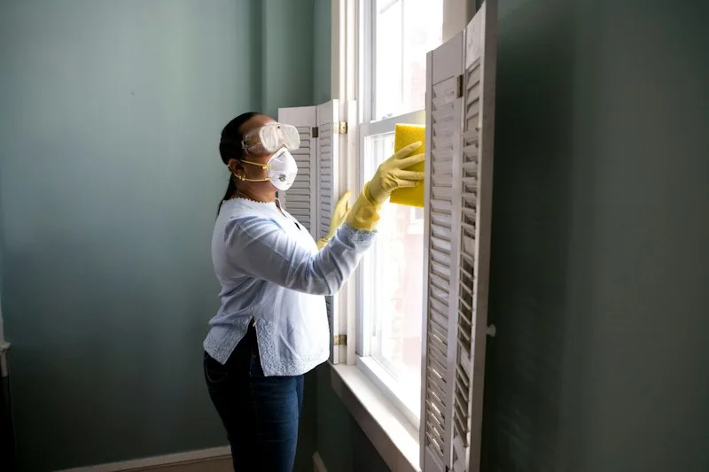 Appliance technician fixing dishwasher in modern kitchen